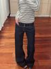 American Retro Style Plus-size Washed Button-up Jeans For Women, Low-waisted, Straight-leg, Loose, Wide-leg, Drapey Long_mkmklike.com