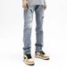 High Street Trendy Brand Splashed Ink Micro Flared Jeans Men's American Retro Vibe Style Loose Straight Casual Mopping Trousers_mkmklike.com
