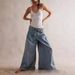 Women's Pleated Mid-Rise Wide-Leg Jeans – Tied Waist Relaxed Fit, Casual Streetwear, Cotton-Polyester Blend, S/M/L/XL/2XL/3XL_mkmklike.com