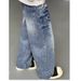 American 2025 Blue Rivet Lightning Jeans Men's And Women's High Street Niche Straight Tube Versatile Casual Pants_mkmklike.com