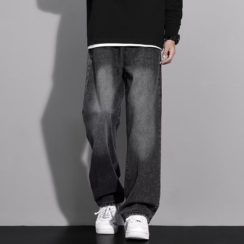2025 New Loose Straight Long Washed Vintage Retro Jeans Men High Street Wide Leg Versatile Casual Pants_mkmklike.com