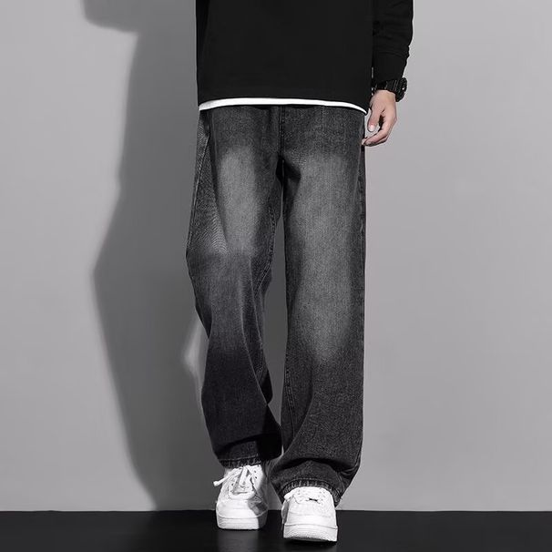 2025 New Loose Straight Long Washed Vintage Retro Jeans Men High Street Wide Leg Versatile Casual Pants_mkmklike.com