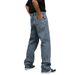 Laike Men's Loose Straight Leg Jeans Embroidered Casual Washed Summer Style Cross Border Trendy American Versatile New Pants_mkmklike.com