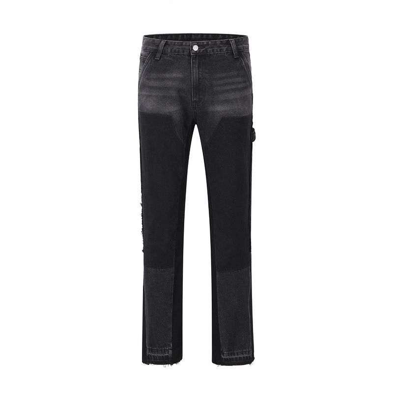 Streetwear Vintage Jeans – Distressed Raw Hem & Lace-Up Detail, High-Waisted Relaxed Fit, Unisex Baggy Denim (S-XL, Cotton Blend)_mkmklike.com