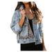 Denim Jacket Women's Long-sleeved Jacket Women's Leopard Print Splicing Jacket_mkmklike.com