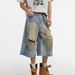 Denim Shorts Men's Summer New Hong Kong Style Hip-hop Hiphop Washed Hole Design Loose Cropped Pants Men_mkmklike.com