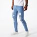 Men's Vintage Washed Ripped Jeans Distressed Denim Pants Hand-Scraped Details Slim Straight Fit Dark Blue Light Blue_mkmklike.com