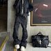 Men's Black Waxed Coated Flared Jeans – High Street Vintage Stacked Hem Slim Fit Extra Long Pants (S-3XL)_mkmklike.com