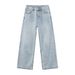 Men's Clothing Four Season Washed Light Blue All Match Straight Commuter Casual Jeans_mkmklike.com
