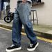 Men's Clothing American High Street Washed Retro Gradient Jeans Men's Loose Straight Trendy Ink Splash Fashion Wide Leg Pants Summer Thin_mkmklike.com
