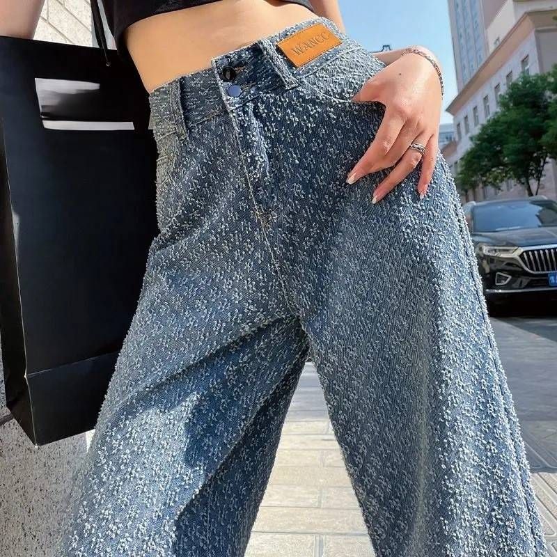 Women's Clothing New Wide Leg Jeans For Women Large Size High Waist Casual Loose Wide Leg Straight Floor Length Pants For Women_mkmklike.com