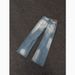 Men's Clothing 25 New American Style Personalized Scratched Washed Blue Loose Wide-leg Pants_mkmklike.com