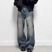 Goinsk Men's Flared Jeans CleanFit Wide Leg Pants Retro American Loose Fit For Spring Autumn_mkmklike.com