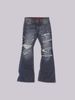 Men's Gothic Distressed Wide-Leg Flare Jeans Vintage Washed Ripped Details High Street Grunge Style Casual Pants_mkmklike.com