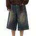 Summer Style Men's Loose Fit Denim Shorts Distressed Wash 5 Point Street Fashion Simple Design_mkmklike.com