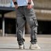 Men's Y2K High-Waist Straight Leg Cargo Pants Trendy Loose High Street Cool Versatile Simple Trousers_mkmklike.com
