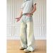 Men's Retro Washed Distressed Straight Leg Jeans High Street Loose Fit Wide Leg Pants Mid Waist Cotton Long Non-Stretch_mkmklike.com