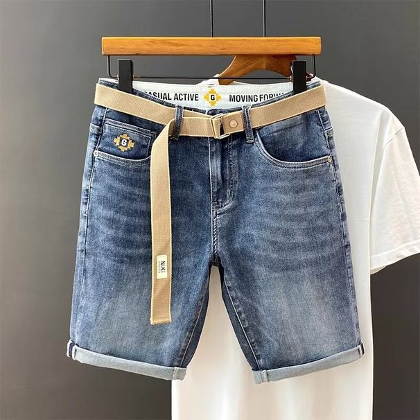 Men's Clothing Denim Shorts Elastic Slim Straight Shorts Casual Versatile Men's Slim Fit Stretch Denim Shorts Comfortable Straight Leg Casual Shorts_mkmklike.com