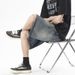 Men's Clothing Denim Beach Shorts Summer Trendy Loose Semi Elastic Stitching Shorts_mkmklike.com