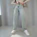Women's High Waist Wide Leg Jeans – Vintage Blue Flared Denim Pants For Casual & Boho Style (Sizes 25-32)_mkmklike.com