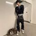 Men's Slim Fit Straight Leg Jeans Double Waist Patchwork Faux Two Tone Design Street Style Gathered Floor Length Denim_mkmklike.com