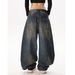 Men's Clothing Streetwear Destroyed Jeans – Vintage Washed Denim With Artistic Rips & Patchwork (Unisex Straight-Leg, Non-Stretch Cotton)_mkmklike.com