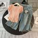 Women's Clothing Women's Summer New Casual Sports Fashion Suit Round Neck Back Tie Hollow Short Sleeve Denim Pants Two Piece Suit_mkmklike.com