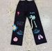 Men's Clothing Men's Jeans Street Style Black Graffiti Jeans, Loose Fit Straight Leg Casual Pants_mkmklike.com