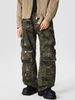 Military Green Camo Cargo Pants For Men - Streetwear Tactical Work Pants With Multi-Pockets & Straight Leg Design_mkmklike.com