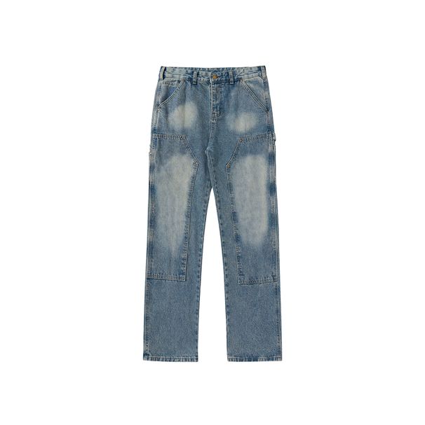 Men's Clothing Washed Distressed B73 Double Knee Casual Loose New Vintage Jeans_mkmklike.com
