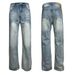 American High Street Gradient Washed Casual Denim Vibe Trendy Punk Distressed Loose Straight Pants Men's Trousers_mkmklike.com