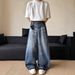 Men's Clothing Street Washed Cat Whisker Wide Leg Scimitar Jeans For Men And Women, Handsome And Slim, Couple T Shirt, Sickle Pants Trend_mkmklike.com