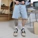 Men's Summer Five Point Denim Shorts Blue Versatile Simple Style Trendy Pants Non Stretch Mid Length Youth Clothing_mkmklike.com