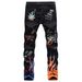 Trendy High Stretch Slim Fit 3D Printed Black And White Skull Graffiti Street Style Men's Jeans_mkmklike.com