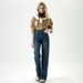 Orange Silk Women's Clothing#Retro Blue Narrow Wide-Leg Jeans For Women 2024 New High-Waisted Loose Straight Pants_mkmklike.com