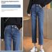 2026 Autumn New High-Waisted Straight-Leg Jeans For Petite Women, Loose Fit, Stretchy, Slimming, Nine-Point Cigarette_mkmklike.com