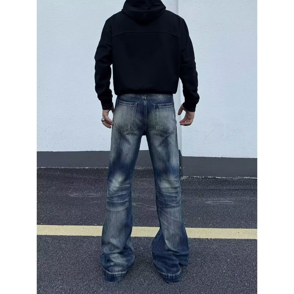 Men's American Style Washed Vintage Whiskered Straight Leg Wide Leg Jeans High Street Clean Fit Trendy Plus Size_mkmklike.com