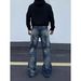 Men's American Style Washed Vintage Whiskered Straight Leg Wide Leg Jeans High Street Clean Fit Trendy Plus Size_mkmklike.com