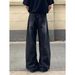 Vintage Washed Black High-Street Jeans – Unisex Relaxed Fit Straight-Leg Denim Pants (S-3XL, Non-Stretch, Distressed Detailing, All-Season)_mkmklike.com