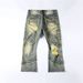 New Product 2025 European-Amecian Fashion Skinny Jeans Men's Cotton Mid Waist Splicing Trendy Tassel Elastic Micro Flared Stretch Denim Pants_mkmklike.com