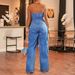 "High-Waisted Wide-Leg Work Pants – Stretch Cotton Denim For Office & Casual (Blue, S-XL)"_mkmklike.com