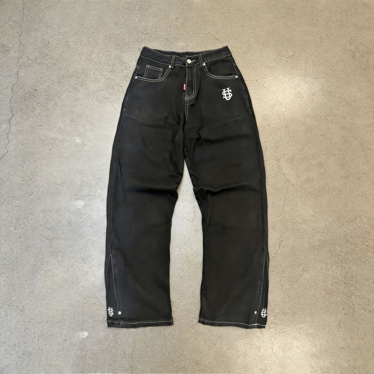Men's Premium US Map Embroidered Jeans - Heavyweight Black Selvedge Denim With 3D Coordinates_mkmklike.com
