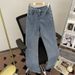 Retro American Jeans Loose Straight Leg Mid Waist Zipper Fly Cotton Stretch Casual Trendy Chic Black Khaki Light Blue For Spring Autumn_mkmklike.com