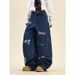 Unisex Embroidered Dagger Denim Jeans - Oversized Streetwear Pants With Vintage Wash & Drop Hem For Urban Fashion Lovers_mkmklike.com