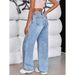Women's High Waist Wide Leg Jeans – Retro Drape Denim Pants For Summer, Loose Straight Fit & Versatile Styling_mkmklike.com