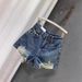 European Style Slim Fit High Waisted Ripped Wide Leg Denim Shorts Women's Frayed Edges a Line Hot Pants Trendy Summer 2026_mkmklike.com