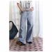 Men's Clothing Washed Denim Jeans Messy Whiskered Distressed Light Blue Washed Denim Jeans - Baggy Fit High Street Style With Cat Whisker Details_mkmklike.com