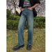 Nordmann American Retro Washed Blue Jeans For Men Loose Straight Leg Cool Long Trendy High Street Versatile Casual Pants_mkmklike.com