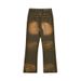 High Street Vibes Mud Yellow Dyed Washed Vintage Jeans American Style Straight Loose Cleanfit Floor-Length Pants_mkmklike.com