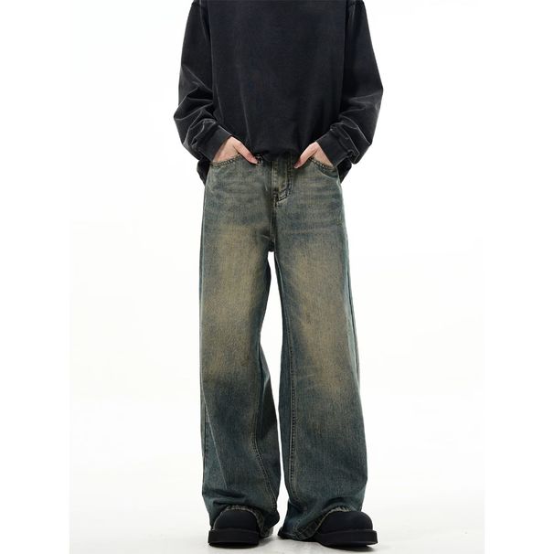American Style Vintage High-Quality Spring Autumn Winter Trendy Loose Flared Jeans Korean Version Men's Casual_mkmklike.com